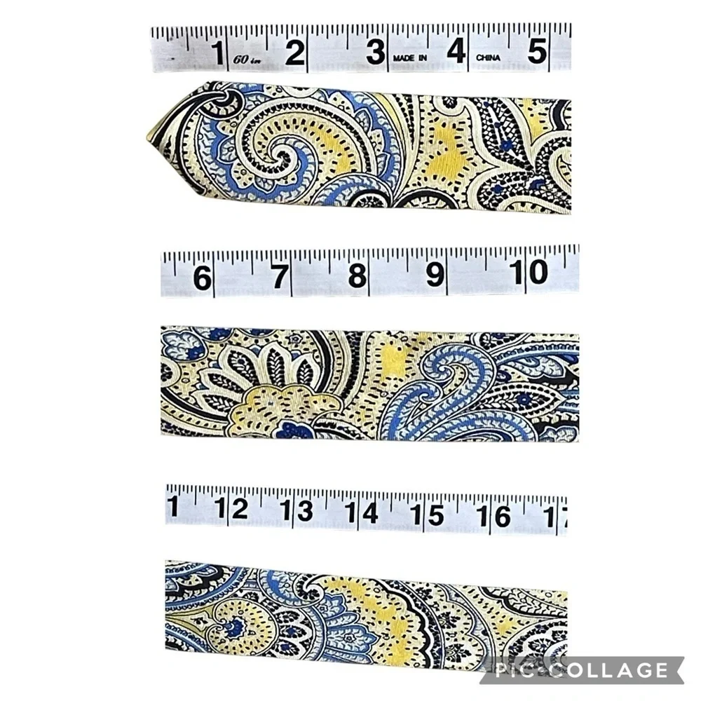 Chaps Yellow Blue & Black Paisley Silk Classic Preppy Business Tie